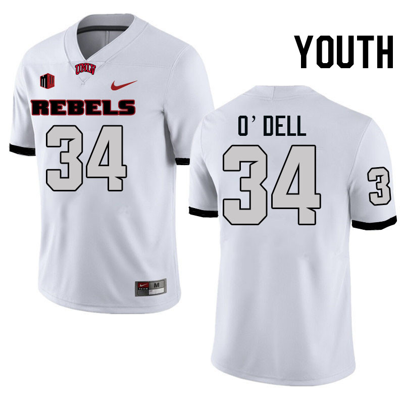 Youth #34 Tyray O'Dell UNLV Rebels College Football Jerseys Stitched-White